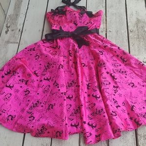 RARE FIND! Hell Bunny Pink Satin Halter Lg.